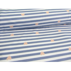 Paul & Clara Mini Stripes - Herzen blau rosa